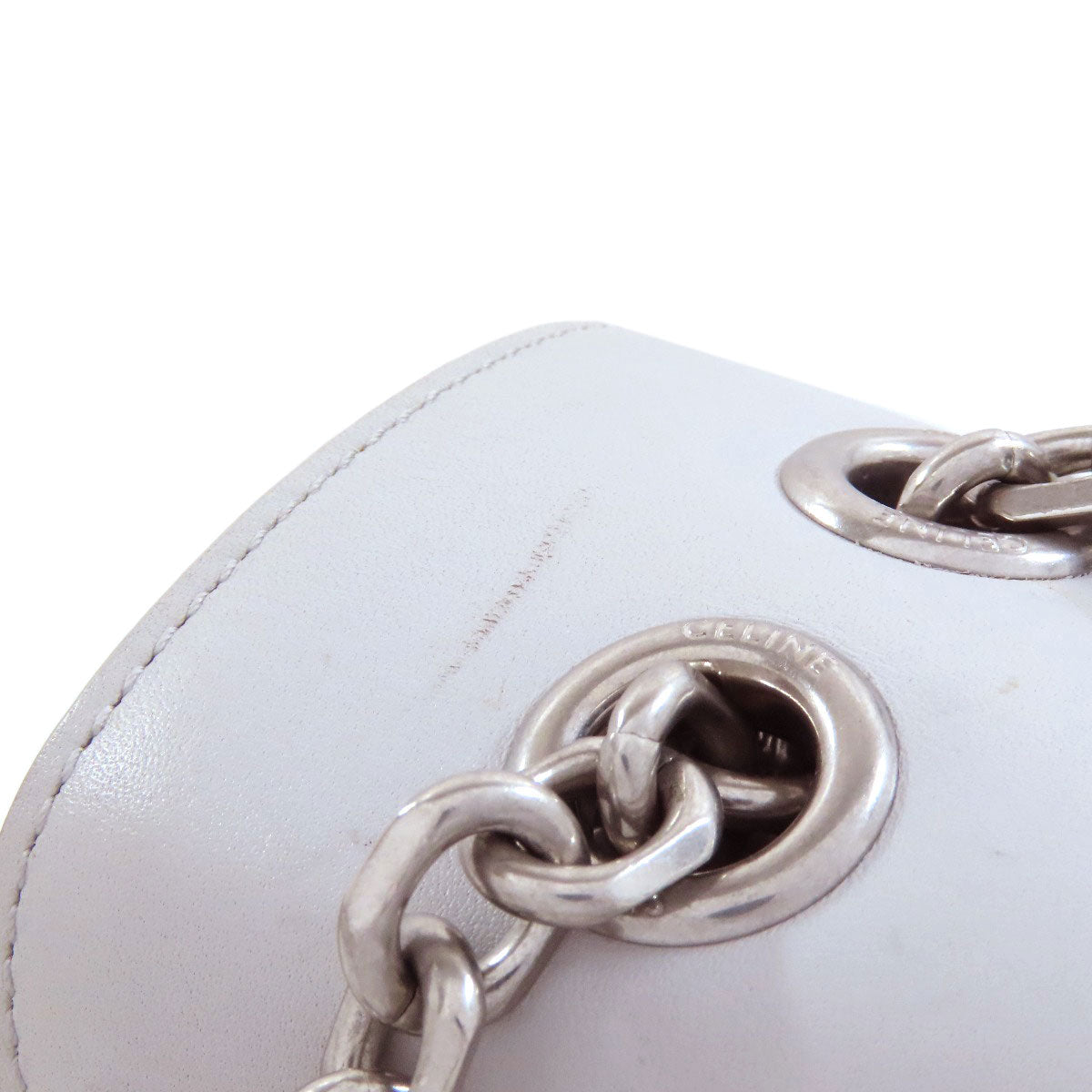 CELINE Shoulder Bag leather gray CMetal Women Used Authentic