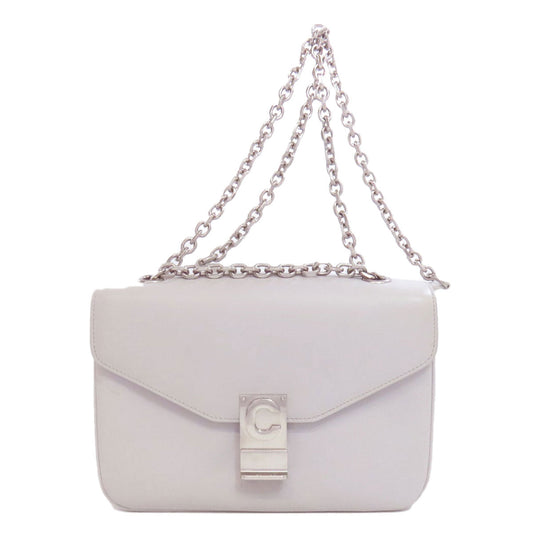 CELINE Shoulder Bag leather gray CMetal Women Used Authentic
