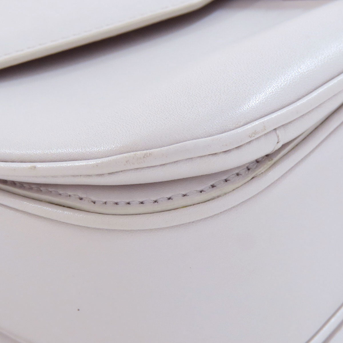 CELINE Shoulder Bag leather gray CMetal Women Used Authentic