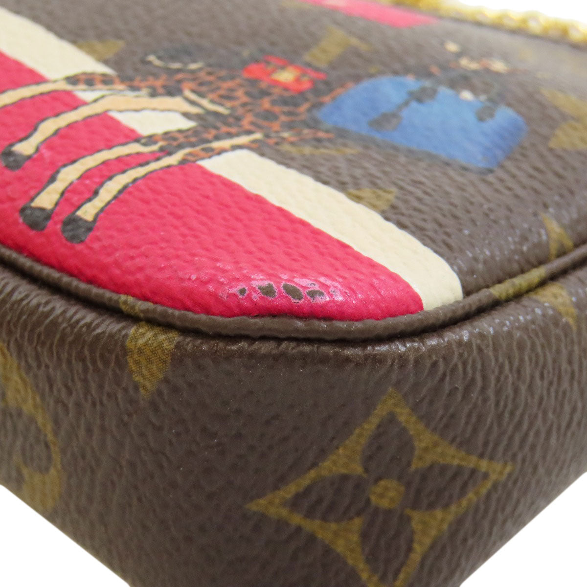 LOUIS VUITTON Accessory pouch M62087 Monogram canvas Brown Mini Pochettes & Accessories Giraffe Women Used Authentic