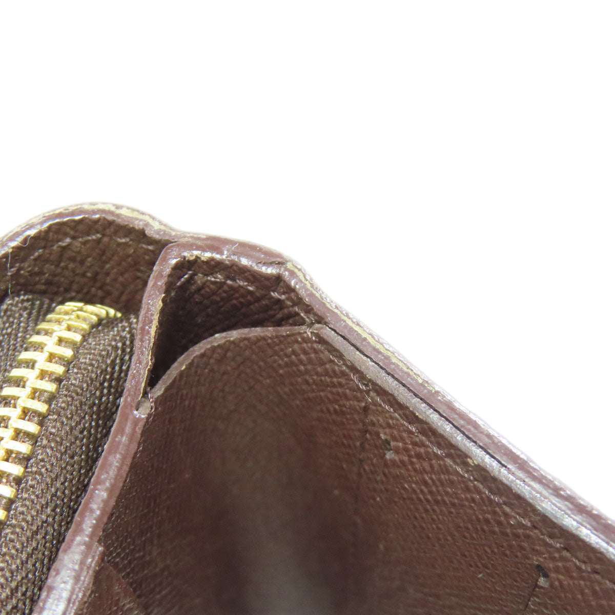 LOUIS VUITTON Bifold Wallet M61668 Damier canvas Brown Compact zip Women Used Authentic