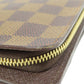 LOUIS VUITTON Bifold Wallet M61668 Damier canvas Brown Compact zip Women Used Authentic