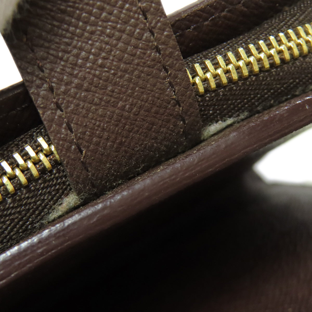 LOUIS VUITTON Bifold Wallet M61668 Damier canvas Brown Compact zip Women Used Authentic