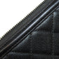 CHANEL Long Wallet Purse Grained Calfskin Skin black Matelasse Gold Metal