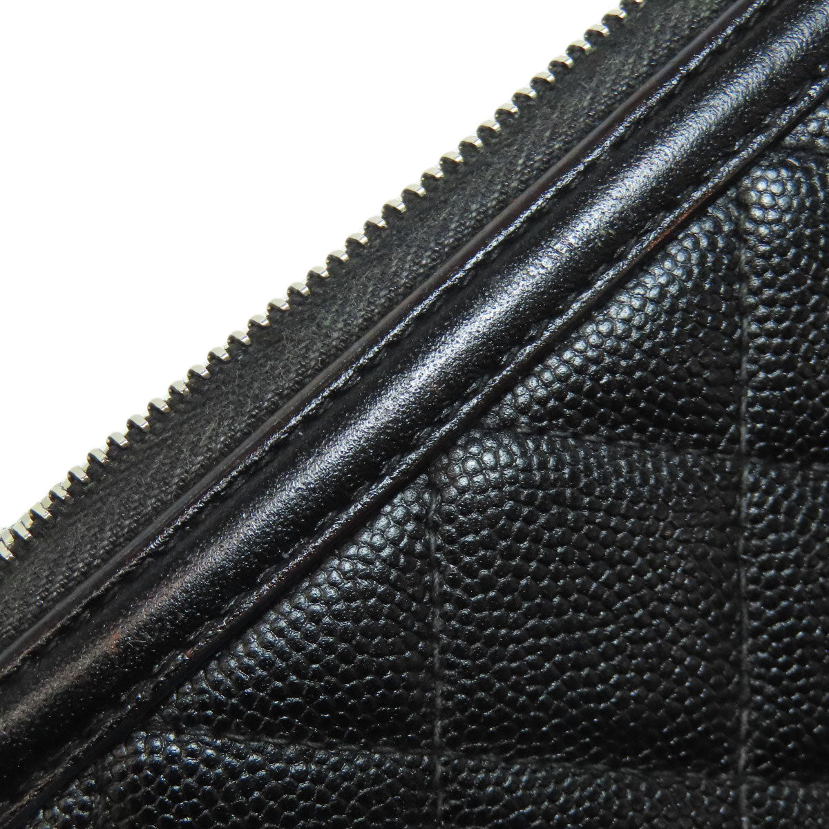 CHANEL Long Wallet Purse Grained Calfskin Skin black Matelasse Gold Metal