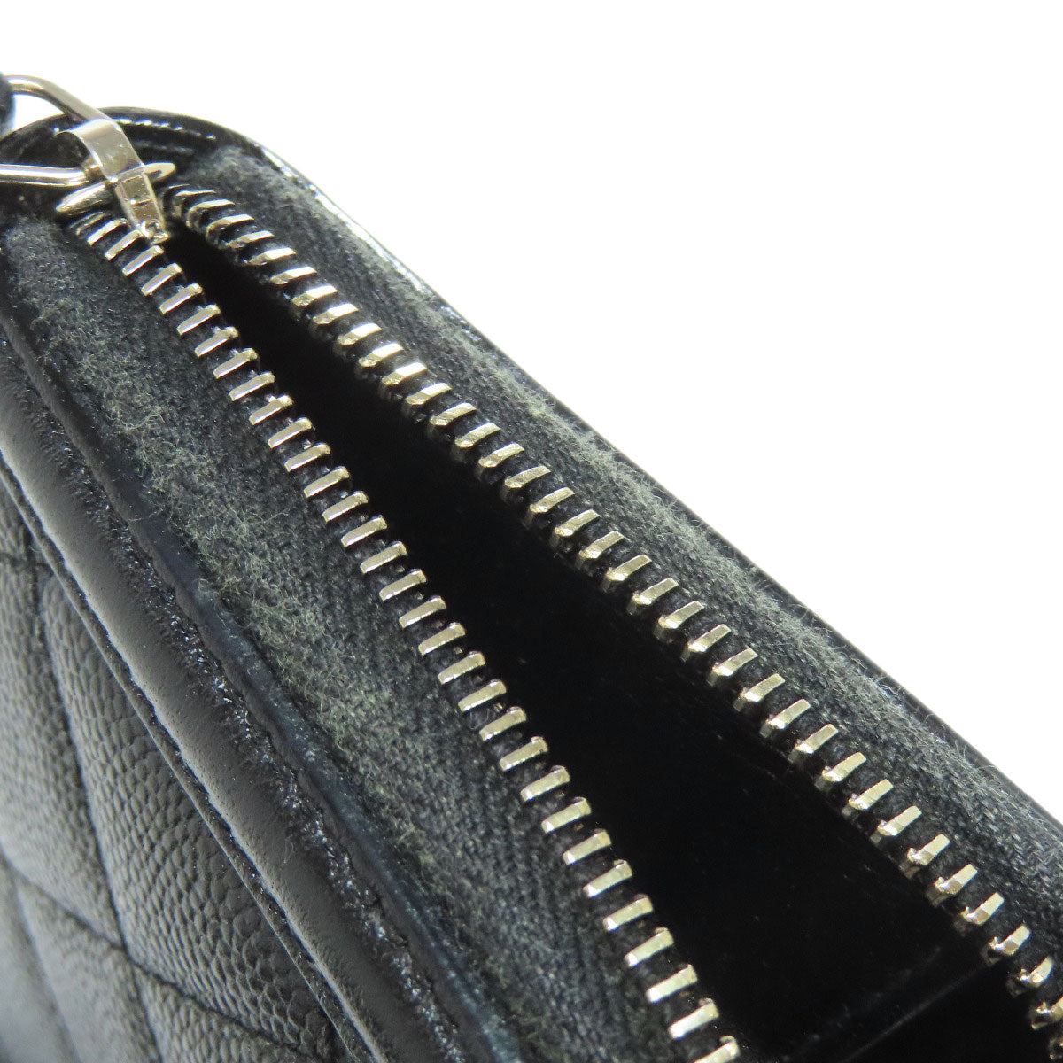 CHANEL Long Wallet Purse Grained Calfskin Skin black Matelasse Gold Metal
