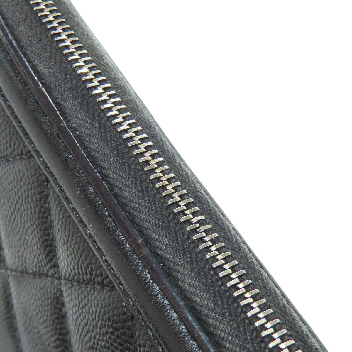 CHANEL Long Wallet Purse Grained Calfskin Skin black Matelasse Gold Metal