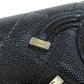 CHANEL Long Wallet Purse Grained Calfskin Skin black Matelasse Gold Metal