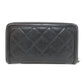 CHANEL Long Wallet Purse Grained Calfskin Skin black Matelasse Gold Metal