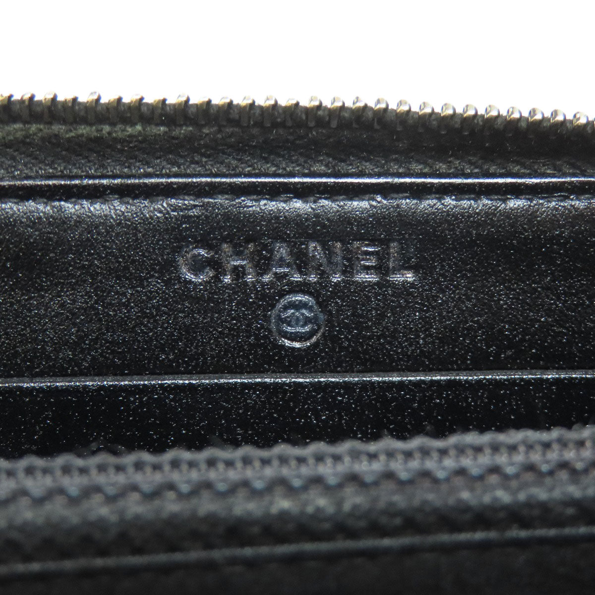 CHANEL Long Wallet Purse Grained Calfskin Skin black Matelasse Gold Metal