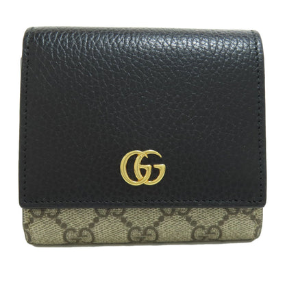 GUCCI Bifold Wallet 598587 leather black Double G Bicolor Medium Wallet Women Used Authentic