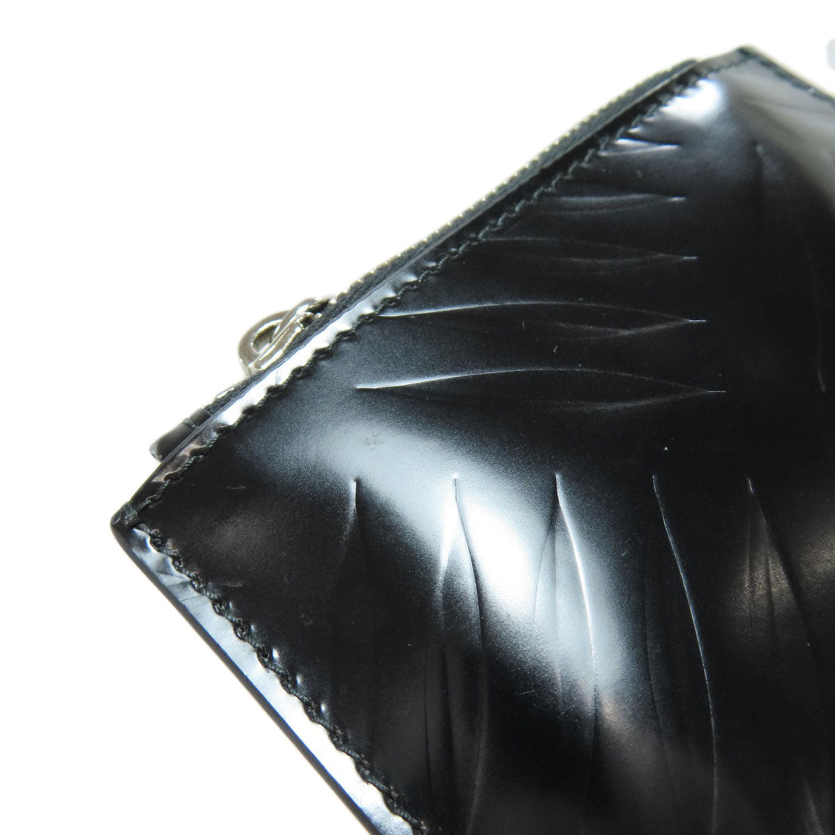 PRADA Bifold Wallet enamel black logo Women(Unisex) Used Authentic