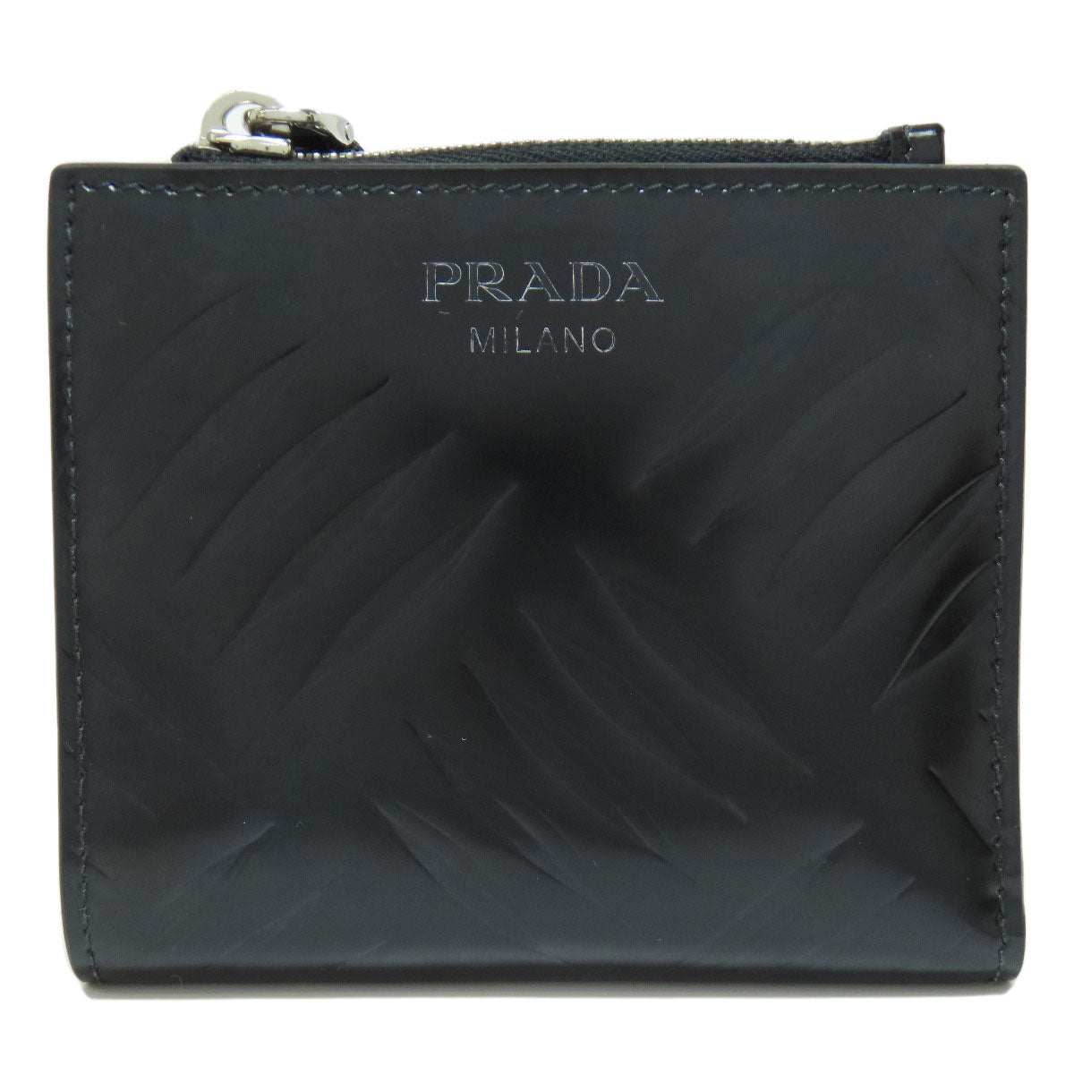 PRADA Bifold Wallet enamel black logo Women(Unisex) Used Authentic