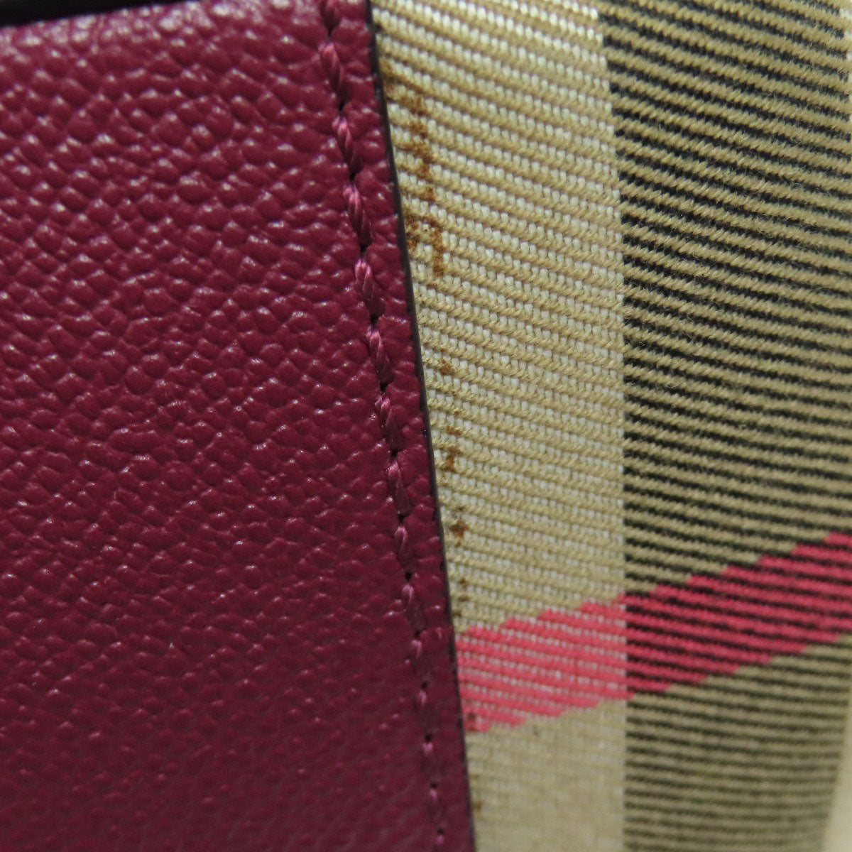 BURBERRY Shoulder Bag leather purple logo Women Used Authentic