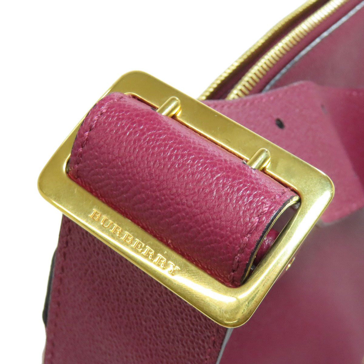 BURBERRY Shoulder Bag leather purple logo Women Used Authentic