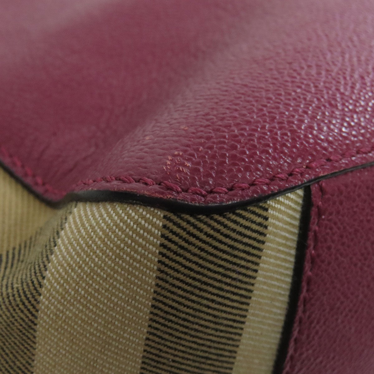 BURBERRY Shoulder Bag leather purple logo Women Used Authentic