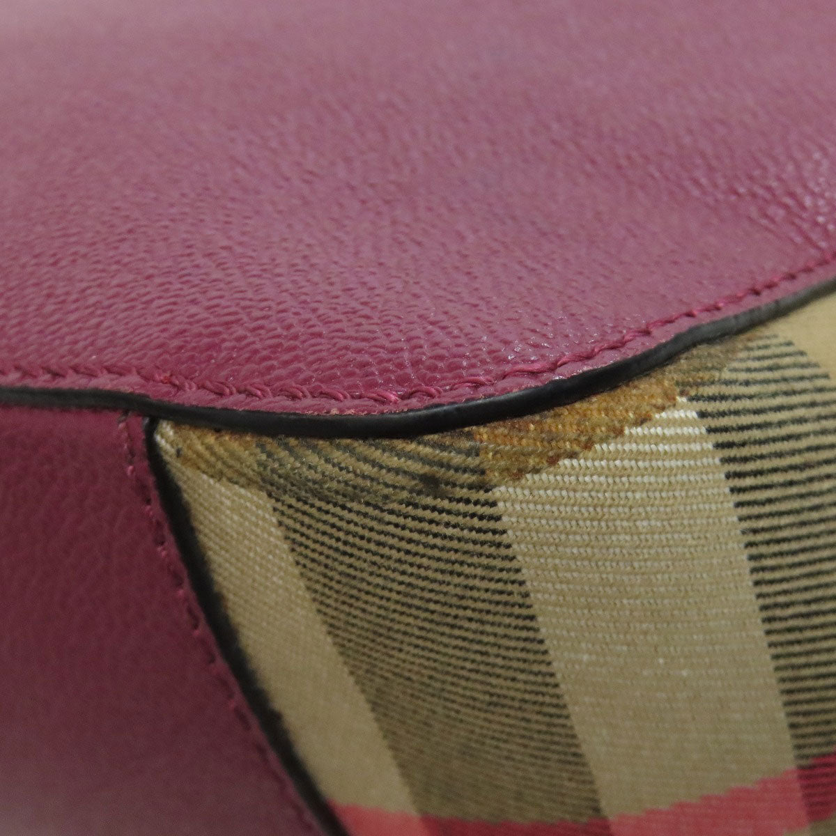 BURBERRY Shoulder Bag leather purple logo Women Used Authentic