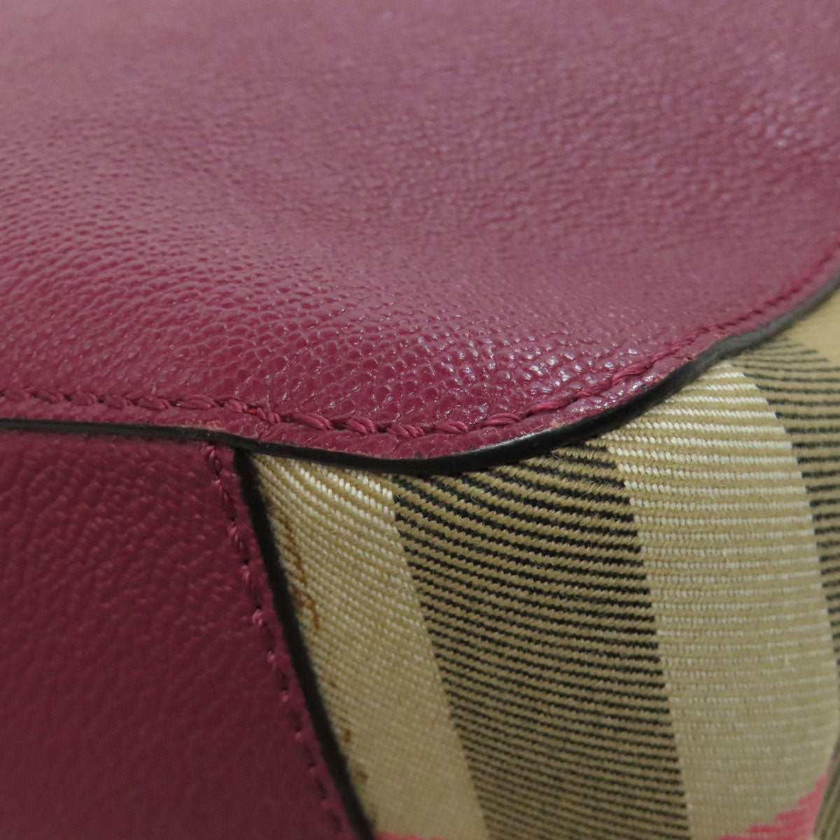 BURBERRY Shoulder Bag leather purple logo Women Used Authentic