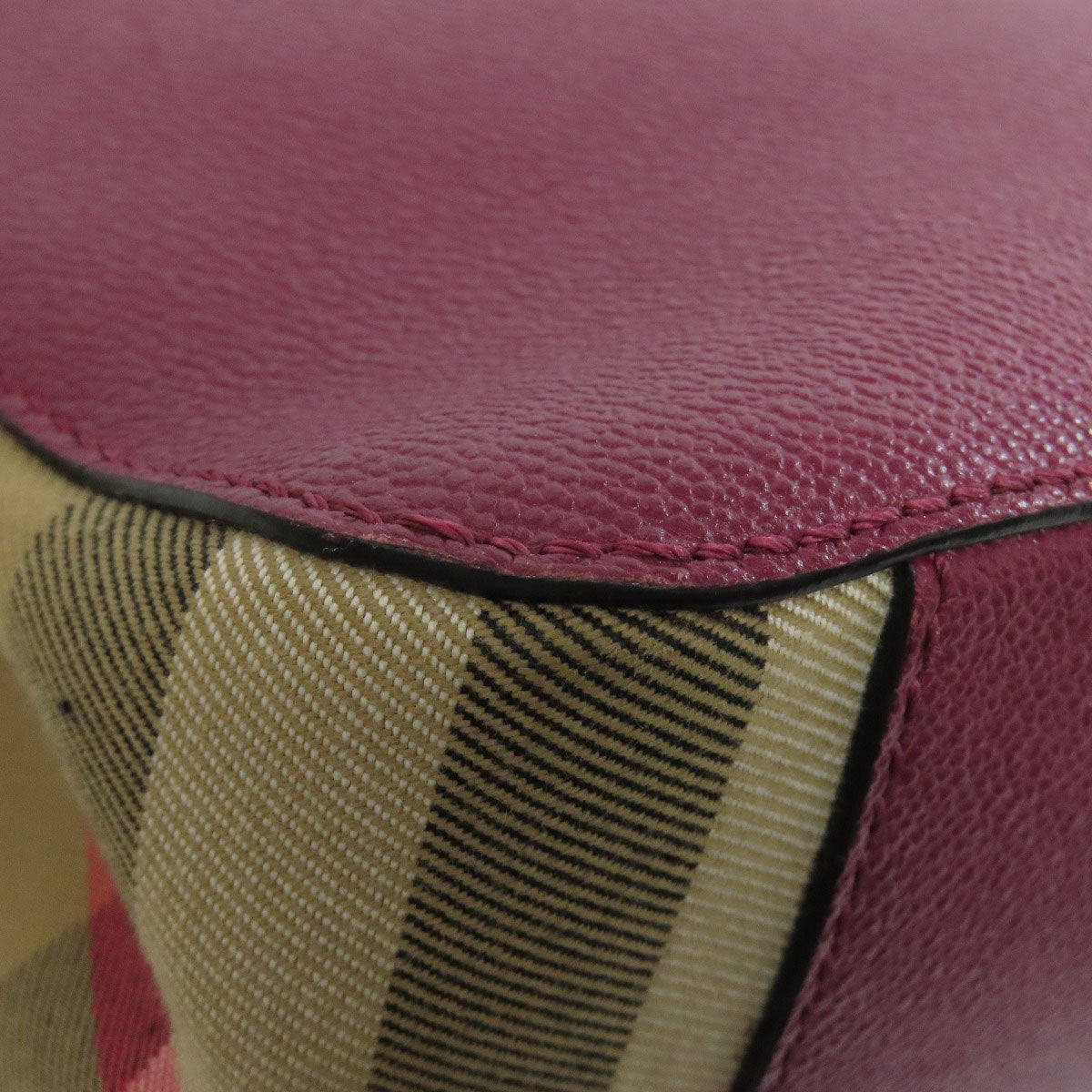 BURBERRY Shoulder Bag leather purple logo Women Used Authentic