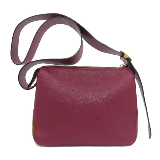 BURBERRY Shoulder Bag leather purple logo Women Used Authentic