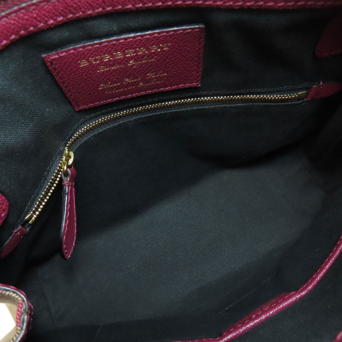 BURBERRY Shoulder Bag leather purple logo Women Used Authentic