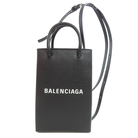 BALENCIAGA Shoulder Bag 593826 Calfskin black Shopping phone Shoulder 2WAY Women Used Authentic