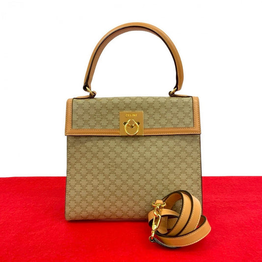 CELINE Shoulder Bag leather beige