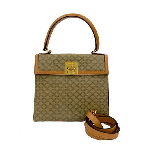 CELINE Shoulder Bag leather beige
