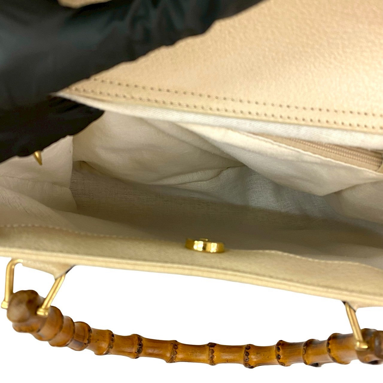 GUCCI Handbag leather beige Bamboo