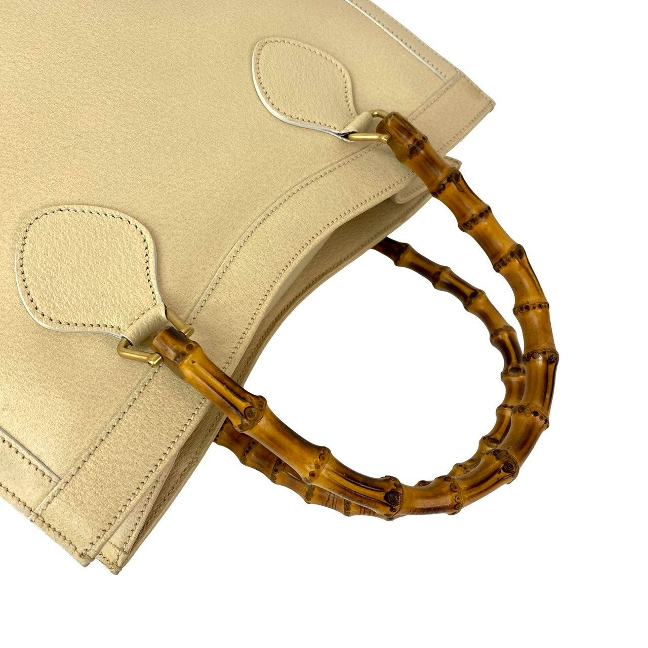 GUCCI Handbag leather beige Bamboo