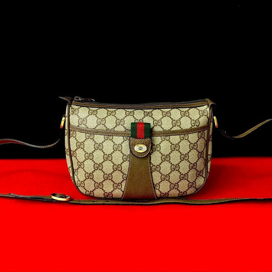 GUCCI Shoulder Bag leather Brown Sherry line