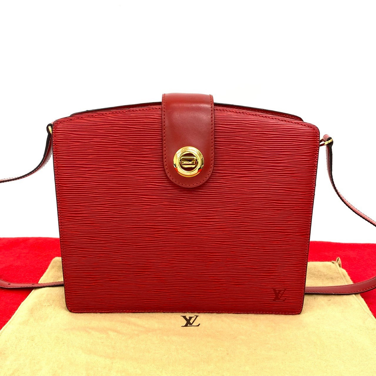 LOUIS VUITTON Shoulder Bag Epi Leather Red Epi Capuchin