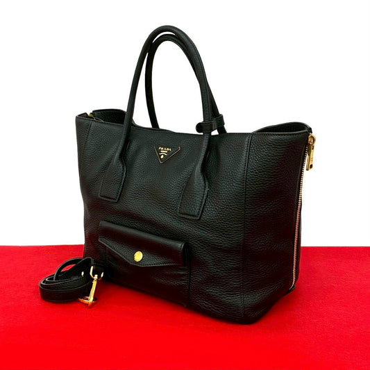 PRADA Shoulder Bag leather black
