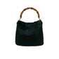 GUCCI Shoulder Bag leather black Bamboo