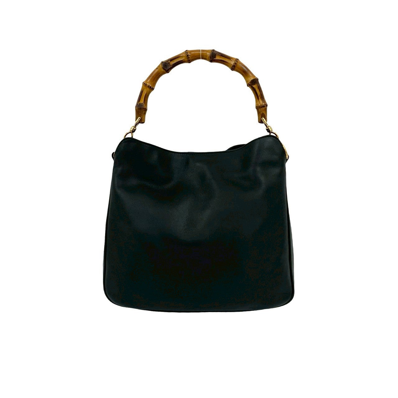 GUCCI Shoulder Bag leather black Bamboo