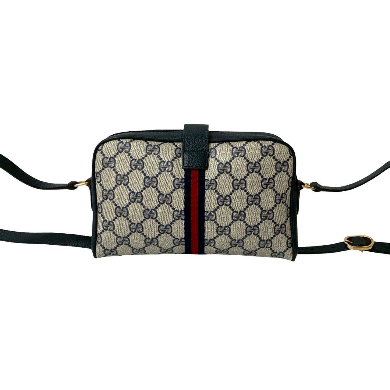 GUCCI Shoulder Bag leather Navy Sherry line