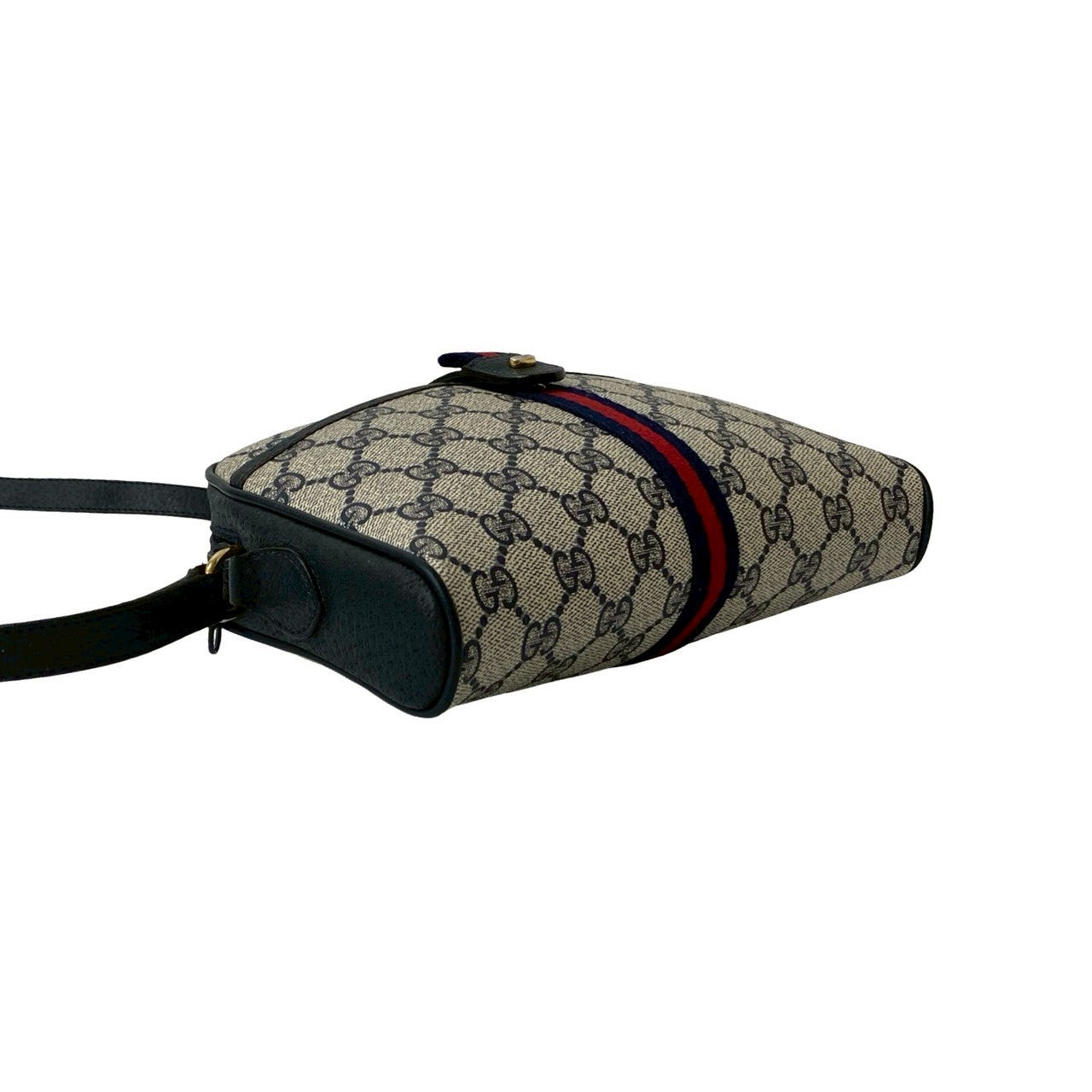 GUCCI Shoulder Bag leather Navy Sherry line