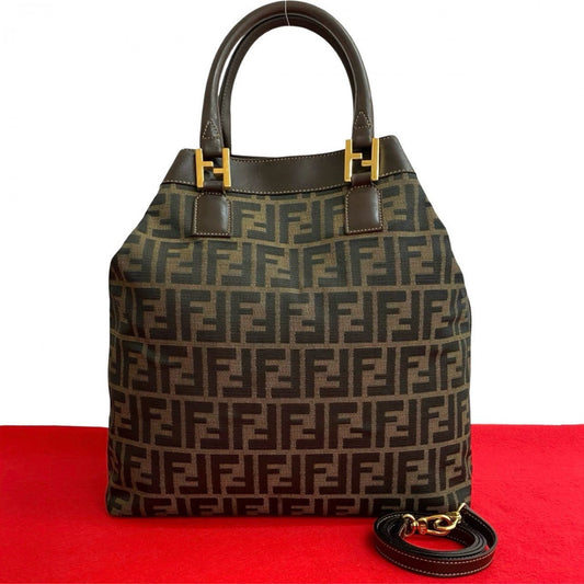 FENDI Shoulder Bag canvas Brown