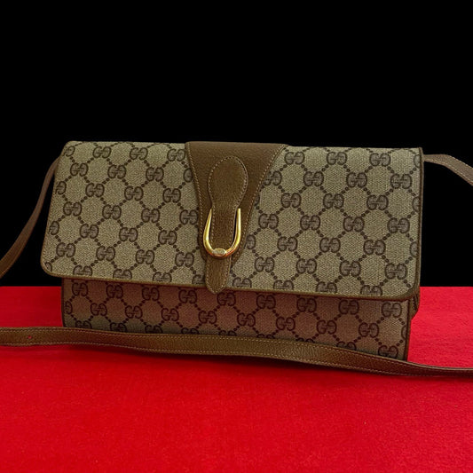 GUCCI Shoulder Bag leather Brown