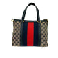 GUCCI Handbag canvas Navy Sherry line