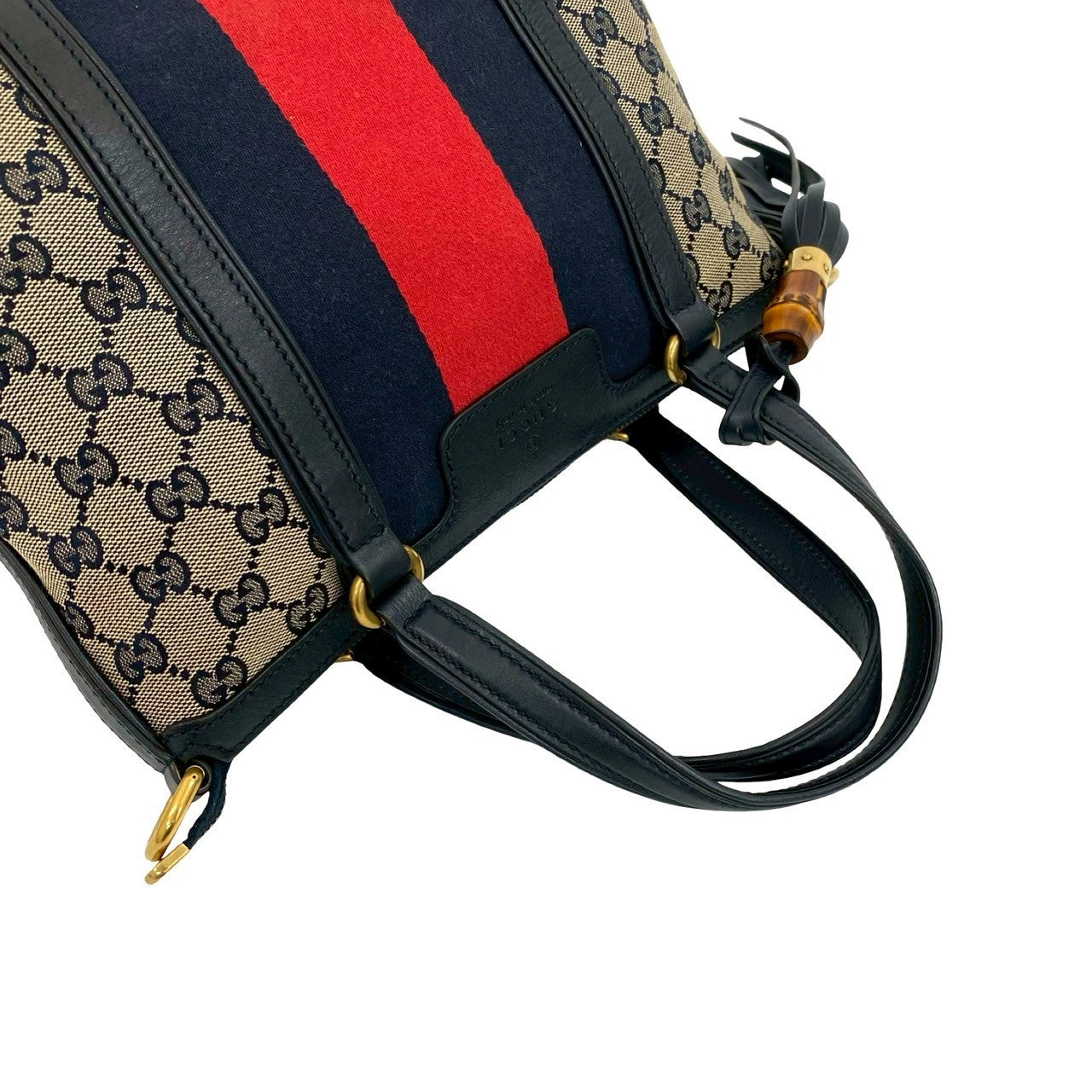 GUCCI Handbag canvas Navy Sherry line