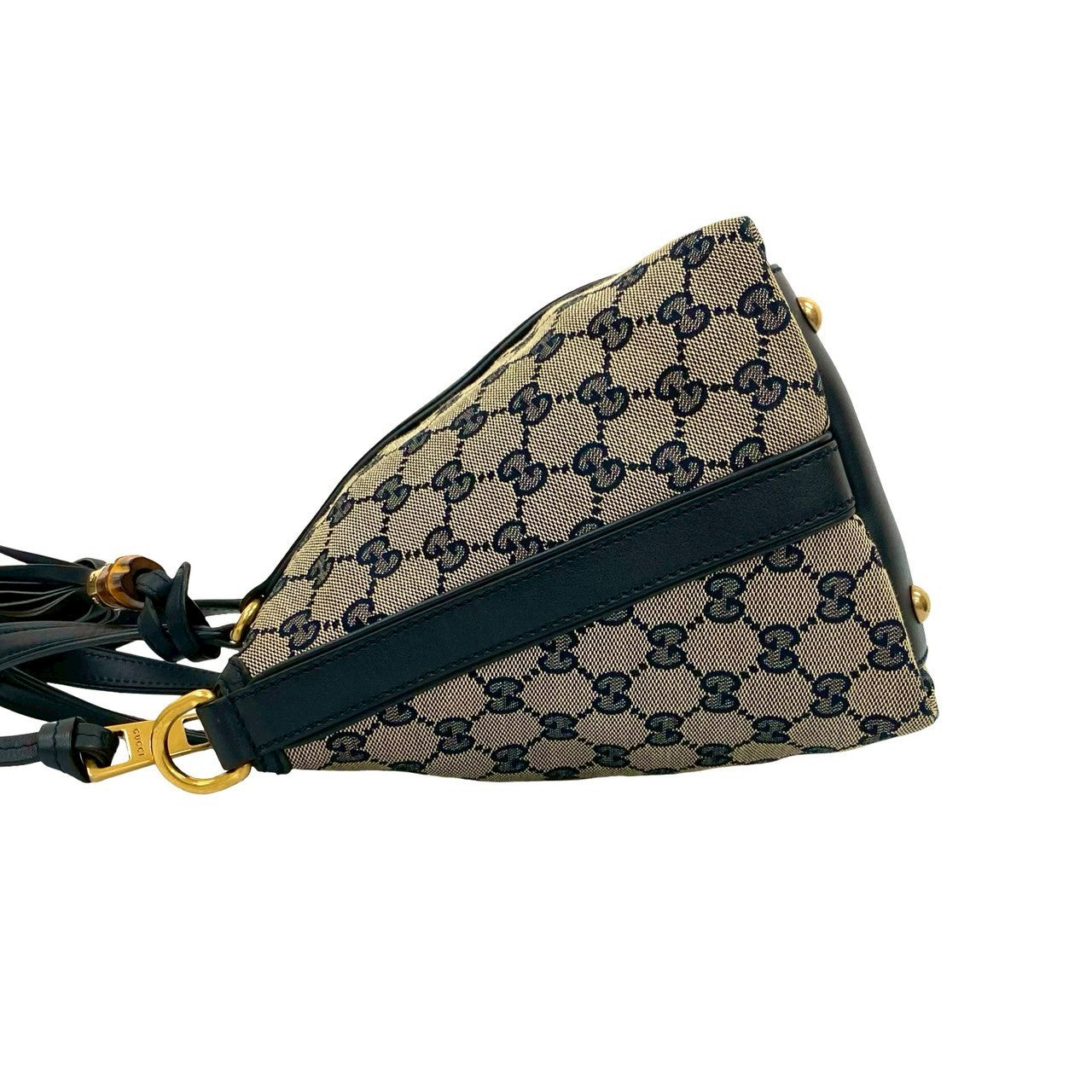GUCCI Handbag canvas Navy Sherry line