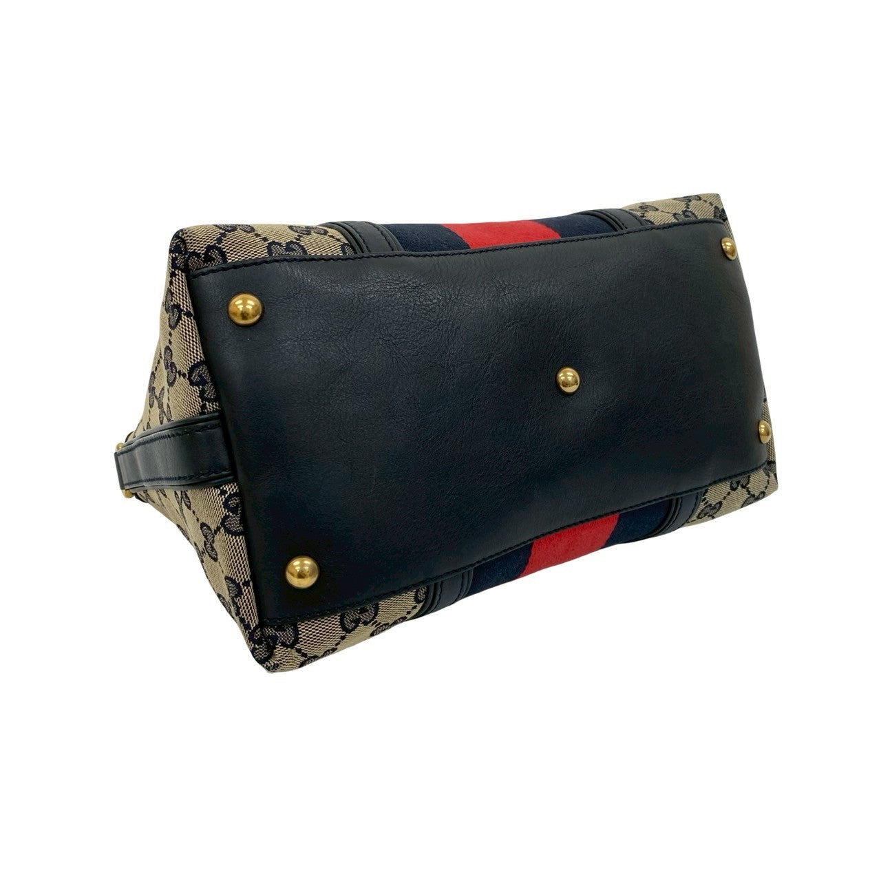 GUCCI Handbag canvas Navy Sherry line