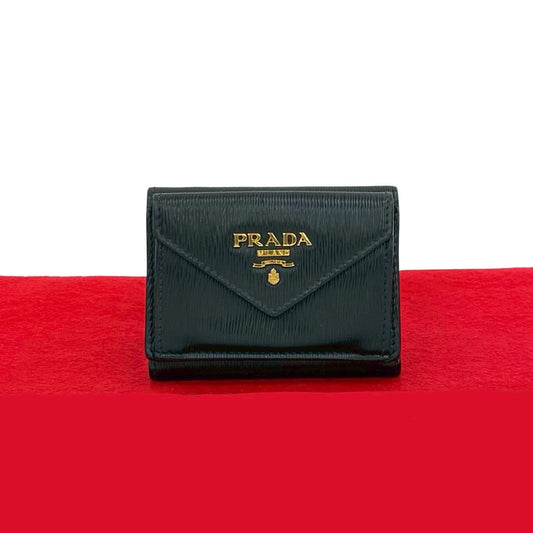 PRADA Tri-fold wallet leather black