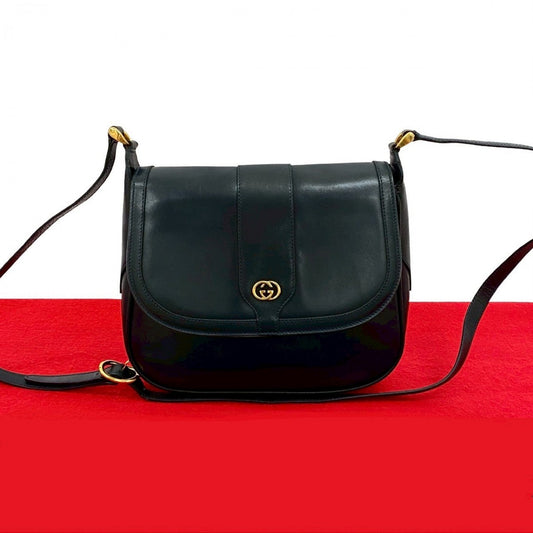 GUCCI Shoulder Bag Calfskin Navy
