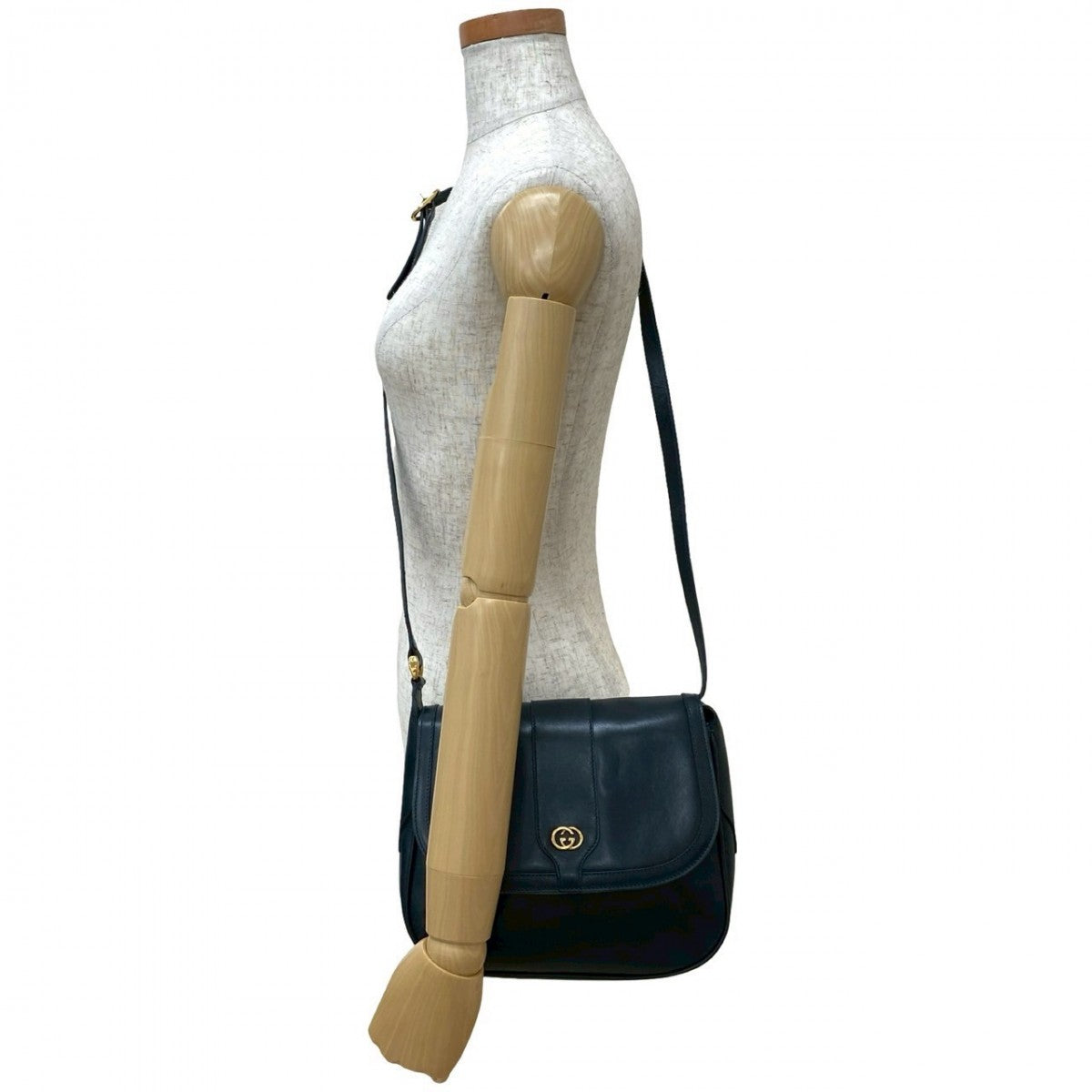 GUCCI Shoulder Bag Calfskin Navy