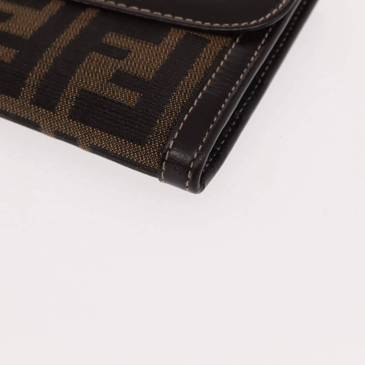 FENDI Zucca Canvas Long Wallet Black Brown