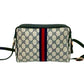 GUCCI Shoulder Bag leather Navy Sherry line