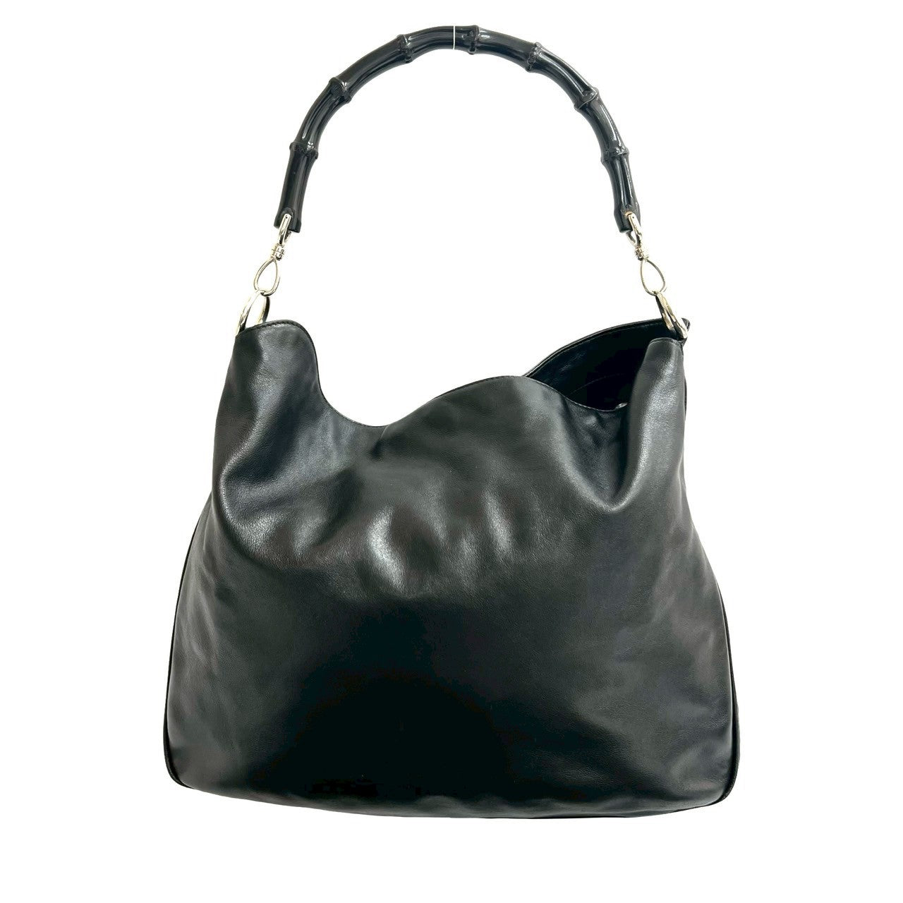 GUCCI Shoulder Bag leather black Bamboo