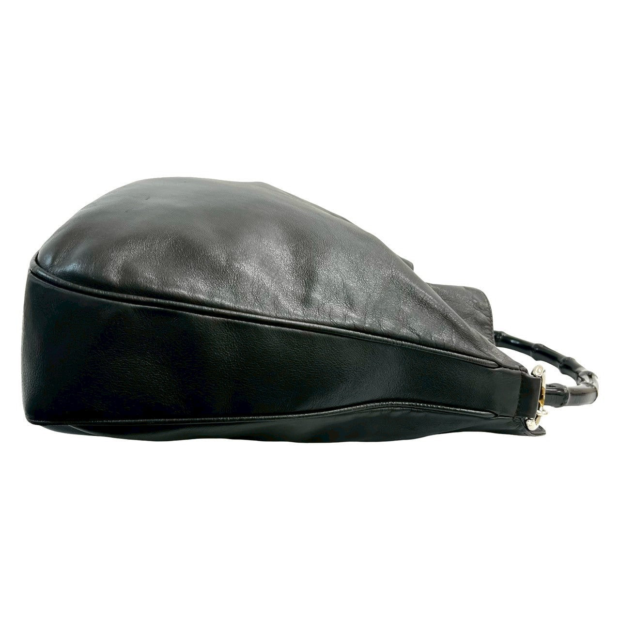 GUCCI Shoulder Bag leather black Bamboo